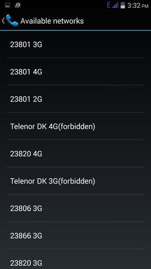 Select a network operator from the list