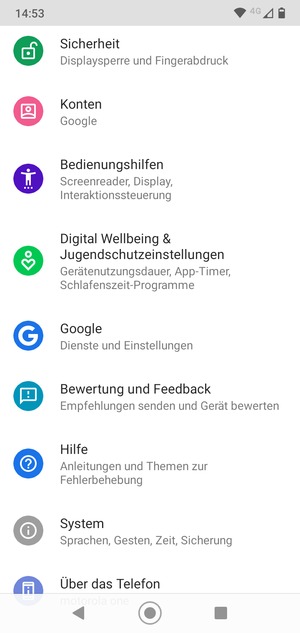 Scrollen Sie und wählen Sie Sicherheit