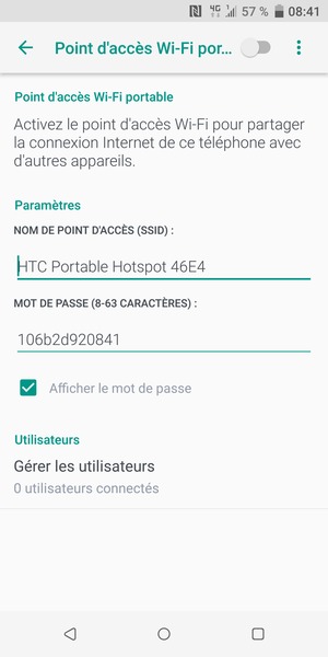 Activer le Point d'accès Wi-Fi portable