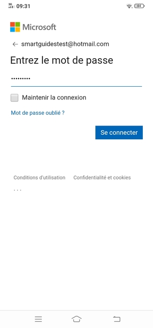 Saisissez votre mot de passe et sélectionnez Se connecter