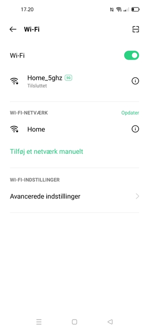 Du er nu tilsluttet Wi-Fi netværket