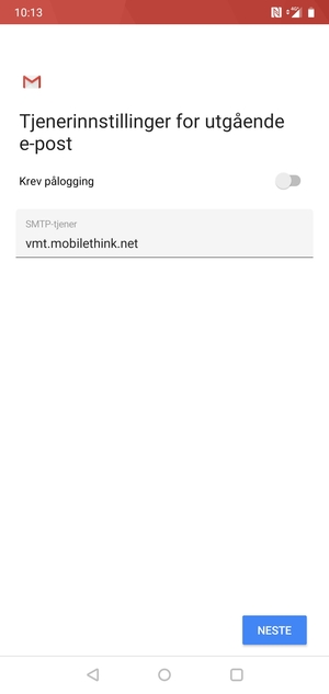 Slå av Krev lålogging og velg NESTE