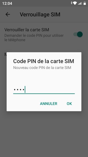 Saisissez votre Nouveau code PIN de la carte SIM et sélectionnez OK