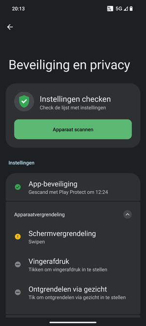 Selecteer Schermvergrendeling