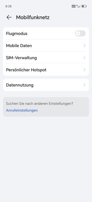 Wählen Sie Mobile Daten