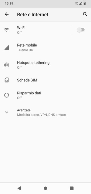 Seleziona Wi-Fi