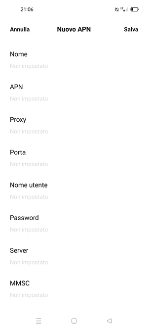 Inserisci informazioni MMS