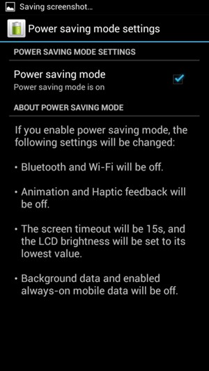 Check the Power saving mode checkbox