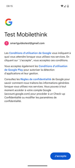 Sélectionnez J'accepte
