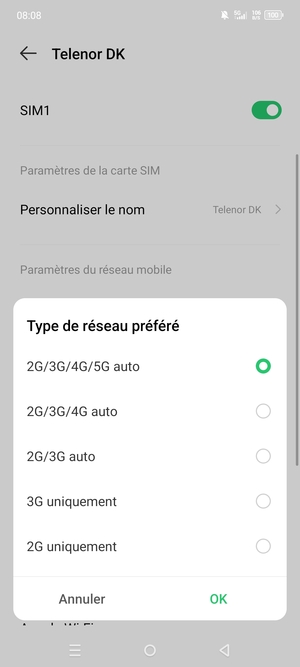 Sélectionnez votre option préférée et sélectionnez OK