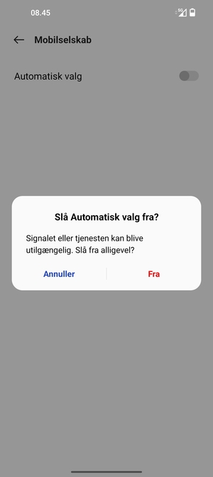 Vælg Fra
