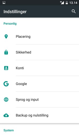 Scroll til og vælg Konti