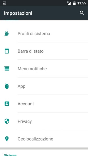 Scorri e seleziona Account
