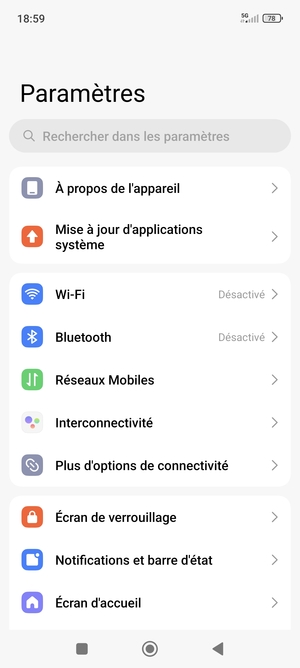 Sélectionnez Réseaux Mobiles