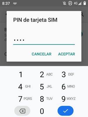 Introduzca su Nuevo PIN de tarjeta SIM y seleccione ACEPTAR