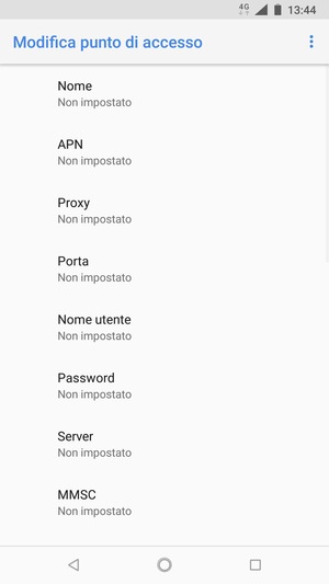 Inserisci le informazioni di Internet