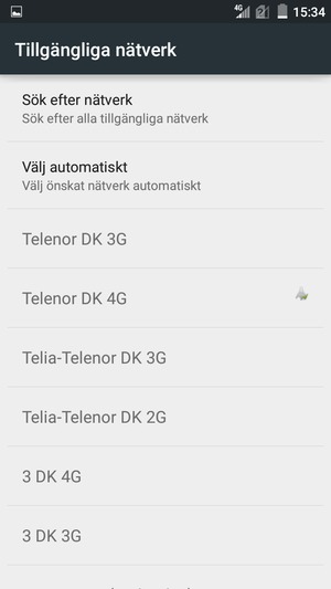 Välj en nätverksoperatör från listan