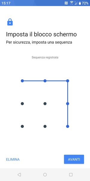 Disegna una sequenza di sblocco e seleziona AVANTI