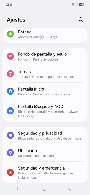 Para activar su bloqueo de pantalla, vaya al menú Ajustes y seleccione Pantalla Bloqueo y AOD