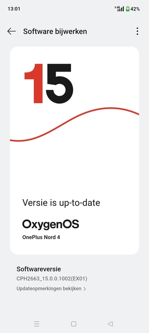 Als uw telefoon up-to-date is, zult u het volgende scherm zien
