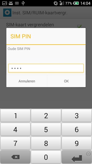 Voer uw Oude SIM PIN in en selecteer OK