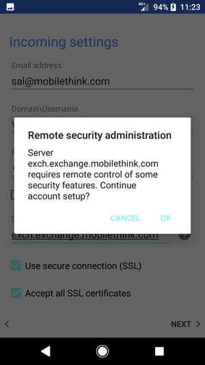 Select OK