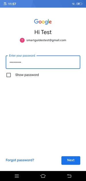Enter your password and select Next