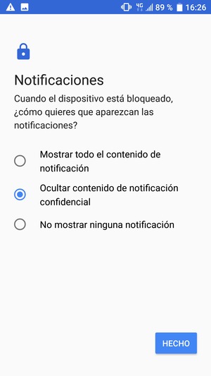 Seleccione la opción deseada y seleccione HECHO