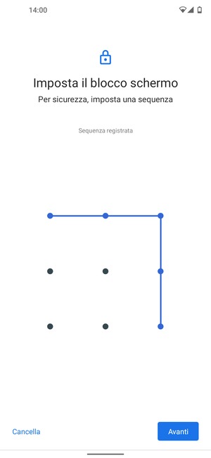 Disegna una sequenza di sblocco e seleziona Avanti