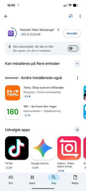 Afvent at installeringen er afsluttet