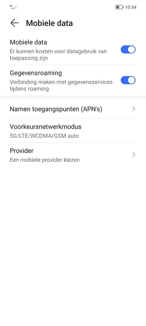 Schakel Gegevensroaming in of uit