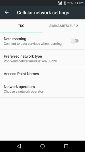 Selecteer Public en Preferred network type