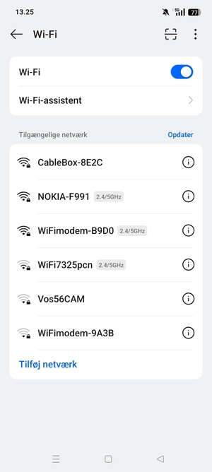 Vælg det trådløse netværk, du ønsker at oprette forbindelse til