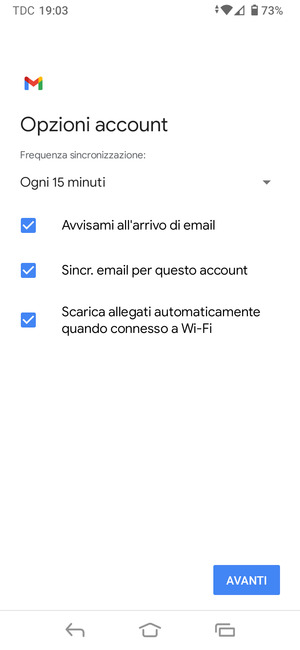 Seleziona AVANTI