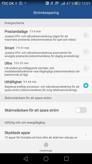 Scrolla till och välj Uthållighet
