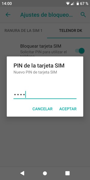 Introduzca su Nuevo PIN de tarjeta SIM y seleccione ACEPTAR