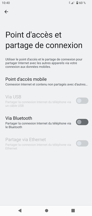 Sélectionnez Point d'accès mobile