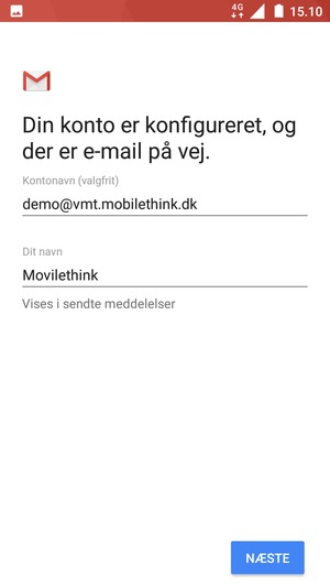 Giv din konto et navn og indtast dit navn. Vælg NÆSTE