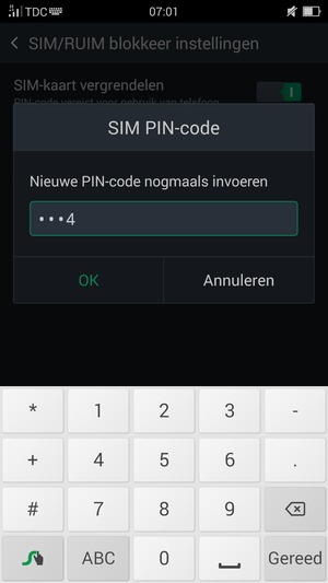Bevestig uw nieuwe SIM PIN-code en selecteer OK