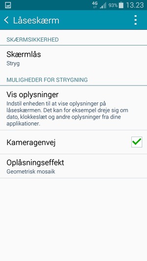 Vælg Skærmlås
