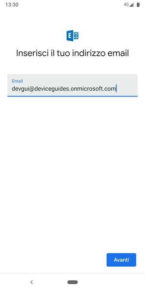 Inserisci il tuo indirizzo email e seleziona Avanti