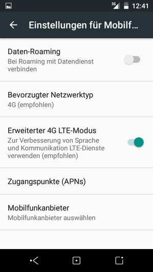 Wählen Sie Bevorzugter Netzwerktyp