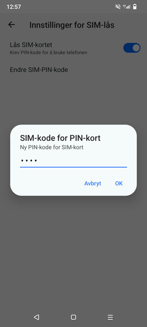 Skriv inn Ny PIN-kode for SIM-kort og velg OK
