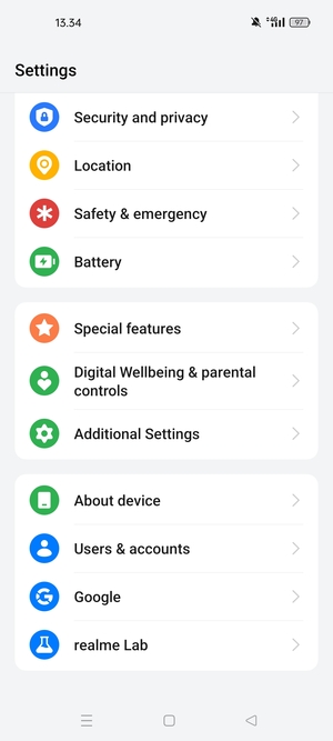 Scroll to and select About device