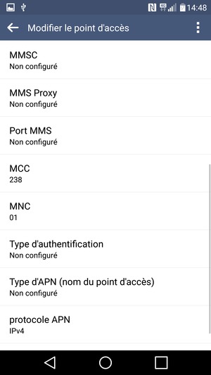 Faites défiler vers le bas et saisissez les informations MMS