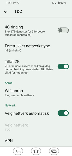 Bla til og velg APN
