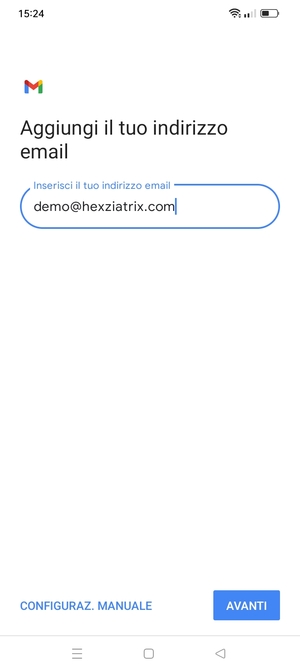Inserisci il tuo indirizzo email e seleziona AVANTI