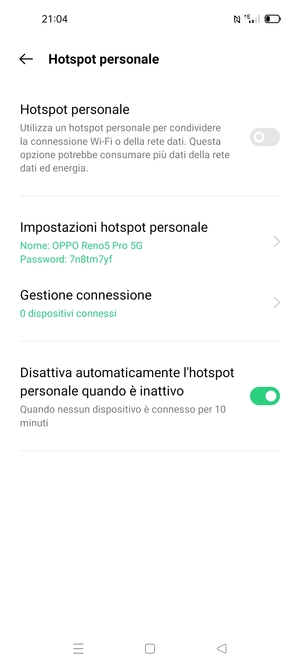 Seleziona Impostazioni hotspot personale
