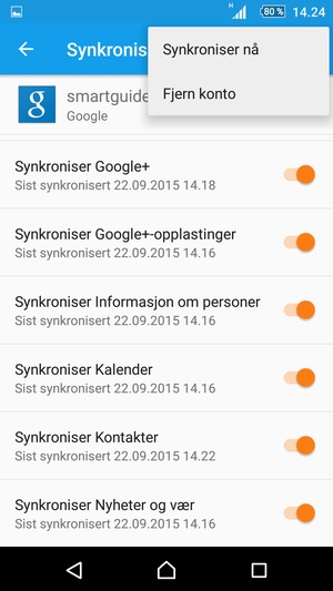 Velg Synkroniser nå