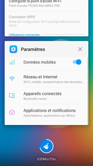 Sélectionnez l'icône Effacer pour fermer les applis en cours d'exécution